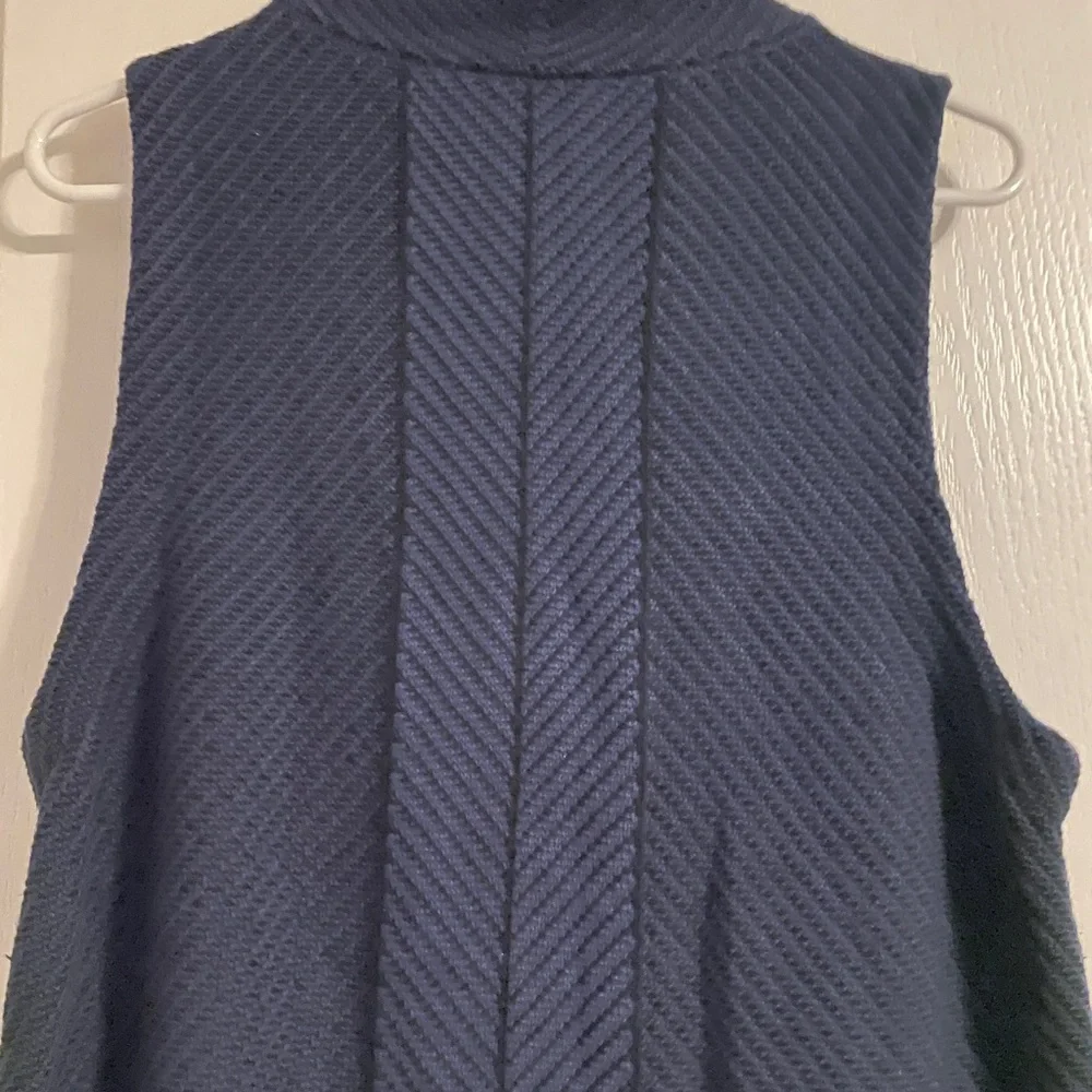 Habitat Clothes To Live In Navy Blue Cotton Knit Button Front Funnel Neck Vest S